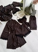 Женский комплект четверка халат майка шорты штаны Eleanor Collection M Коричневый - изображение 1