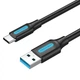 Дата кабель USB 3.0 AM to USB-C 1.5m black Vention (COZBG) - зображення 1
