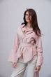 Приталена однотонна сорочка з поясом - пудра цвет, ONE SIZE (є розміри) - зображення 2