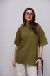 В'язана кофта oversize з коротким рукавом - хакі цвет, ONE SIZE (є розміри) - зображення 1