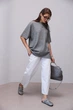 В'язана кофта oversize з коротким рукавом - сірий цвет, ONE SIZE (є розміри) - зображення 3