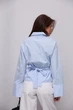 Приталена однотонна сорочка з поясом - блакитний цвет, ONE SIZE (є розміри) - зображення 2