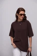 В'язана кофта oversize з коротким рукавом - коричневий цвет, ONE SIZE (є розміри) - зображення 1