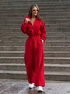Оверсайз брючный теплый комбинезон на молнии с длинным рукавом ISSA PLUS SA-676 L/XL красный (issa2007682860548) - изображение 1