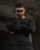 Мужской лонгслив на флисе Ветеран чёрный утеплённый с принтом волка для холодной погоды XXL - изображение 4