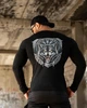Мужской лонгслив на флисе Wolf Black утеплённый с принтом волка для осени и зимы XXL - изображение 8