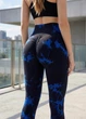 Мраморные пуш ап лосины женские с высокой посадкой Push Up Tie-Dye черно-синие S (M70174RK) - изображение 2