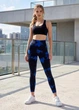 Мраморные пуш ап лосины женские с высокой посадкой Push Up Tie-Dye черно-синие S (M70174RK) - изображение 6