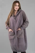 Женская длинная кофта из альпаки лиловая с рукавами барашек one size (263404) - изображение 1