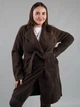 Жіночий теплий кардиган коричневий з поясом на гудзиках (NA5005) XL - зображення 2