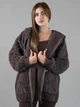 Женская кофта из альпаки лиловая однотонная с капюшоном one size (263278) - изображение 1