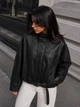 Куртка женская Lady Yep 30505 из экокожи оверсайз бомбер со скрытым ремнем L черная - изображение 5
