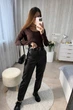 Брюки женские из экокожи с высокой посадкой и резинкой сзади G&M k-132697 46-48 Размер цвет черный - изображение 1