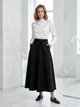 Юбка длинная мидакси осенняя женская до щиколотки полуклеш полусолнце с поясом с карманами XS Черная - изображение 1