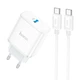 Мережевий зарядний пристрій з кабелем HOCO C104A Stage single port PD20W charger set (Type-C to Type-C) (EU) White - зображення 1