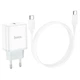 Мережевий зарядний пристрій з кабелем HOCO C104A Stage single port PD20W charger set (Type-C to Type-C) (EU) White - зображення 7
