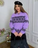 Свитер женский теплый с этническим орнаментом сиреневого цвета 39422 One Size - изображение 3