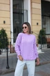 Свитер женский базовый сиреневого цвета 39421 One Size - изображение 5