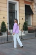 Свитер женский базовый сиреневого цвета 39421 One Size - изображение 7