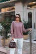 Свитер женский базовый пудрового цвета 39420 One Size - изображение 5