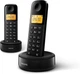 Беспроводной стационарный телефон Philips D160 Duo (D1602B/01) черный 2 трубки экран 1.6" подсветка Caller ID режим ECO интерком стандарт DECT - Уценка - изображение 1