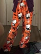 Штаны плюшевые пижамные оранжевого цвета Hello Kitty Helloween, теплые домашние штаны Хеллоу Китти Хеллоуин, S-M - изображение 4