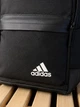 Рюкзак Adidas черный с фирменными полосками, городской, спортивный, с карманами на молнии - изображение 6