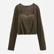 Блузка-лонгслів Zara 1165/694/527 Хакі Розмір M Довгі рукави Квадратний з легким закругленням виріз горловини - зображення 5