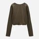 Блузка-лонгслів Zara 1165/694/527 Хакі Розмір M Довгі рукави Квадратний з легким закругленням виріз горловини - зображення 6