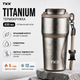 Термокружка TKK Titanium 630 мл (Бежевый металлик) - титановая чашка для кофе и чая с герметичной крышкой в подарочной упаковке - изображение 1