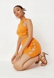 Легинсы-велосипедки Missguided H98857R S оранжевого цвета с вырезами и тканью в рубчик размер 8 (UK) / 36 (EU) для спорта и повседневного ношения - изображение 2