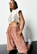 Шорты женские Missguided Sean John x Missguided Velvet Towel коричнево-бежевый велюр 50% хлопок 50% полиэстер размер 8 (36) - изображение 2