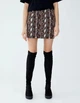 Юбка Pull & Bear Ж1065732 короткая прямого кроя змеиный принт animal print коричневый цвет размер S летняя модель 97% хлопок 3% эластан - изображение 1