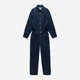 Женский джинсовый комбинезон Zara модель 8197/287/443 темно-синего цвета размер XL с длинными рукавами и брюками прямого кроя на пуговицах - изображение 2