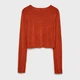 Джемпер женский Stradivarius 05083748344 бронзовый размер M лонгслив с мерцанием приталенного кроя короткой длины и с круглым вырезом - изображение 6