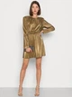 Сукня Missguided WXDE935871 золотистий колір міні довгий рукав плисе з металевим блиском круглий виріз розмір 10 (38) жіноча приталена модель - зображення 1