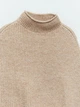 Вязаное пончо Zara 9598/102/711 бежевое с высоким воротником-стойкой укороченной длиной свободный крой размер M - изображение 4