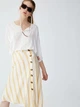 Юбка Pull & Bear 9398/358/712-AESM бежевая в полоску миди асимметричный крой низа размер M с пуговицами по передней части и поясом завязкой на талии - изображение 3
