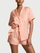 Сатиновая пижама Victoria's Secret Signature Satin Short Pajama Set - Персиковый -M - изображение 4