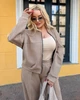 Костюм женский брючный двойка больших размеров из замши на дайвинге с бомбером на молнии и широкими брюками G&M k-132472 54-56 Размер цвет бежевый - изображение 3