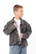 Дитяча джинсова куртка для хлопчика NoBrand 128 Сірий (p-20939-252463) - зображення 2