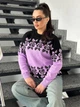 Светр жіночий в'язаний бузковий з чорним 44-56 с1524.5073 - зображення 2