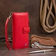Портмоне женское ST Leather для карт из натуральной кожи вертикальное на хлястике с кнопкой Красное 55698 - изображение 8