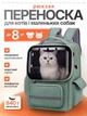 Рюкзак переноска для кота кошки котенка маленьких собак до 8 кг прозрачный зеленый (002279) - изображение 1