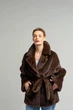 Зимняя женская двусторонняя дубленка-шуба UF-Fashion N88V 40 шоколадный - изображение 2