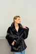 Женская зимняя двусторонняя дубленка-шуба UF-Fashion N88V 40 черный - изображение 2