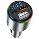 FM-модулятор Proove Power Drive QC3.0 + PD 30W Bluetooth 5.3 Type-C USB AUX Hands Free, срібний - изображение 3