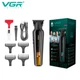 Триммер аккумуляторный VGR V-930 GOLD для бороды и усов, машинка для стрижки волос мужская, 4 насадки, LED дисплей, профессиональный барберский триммер - изображение 4