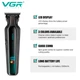 Триммер аккумуляторный VGR V-930 GREEN для бороды, усов и волос, машинка для стрижки окантовочная, 4 насадки, LED дисплей - изображение 4