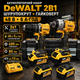 Набор инструментов 2в1 DeWalt 48 В 6 А·ч аккумуляторный шуруповерт DCD800P1T 80 Нм ударный гайковерт DCF894P1T 400 Нм бесщеточный дрель 2000 об мин 1/2 дюйма 2800 об мин для автосервиса ремонта монтажа строительства с двумя АКБ кейсом - изображение 1